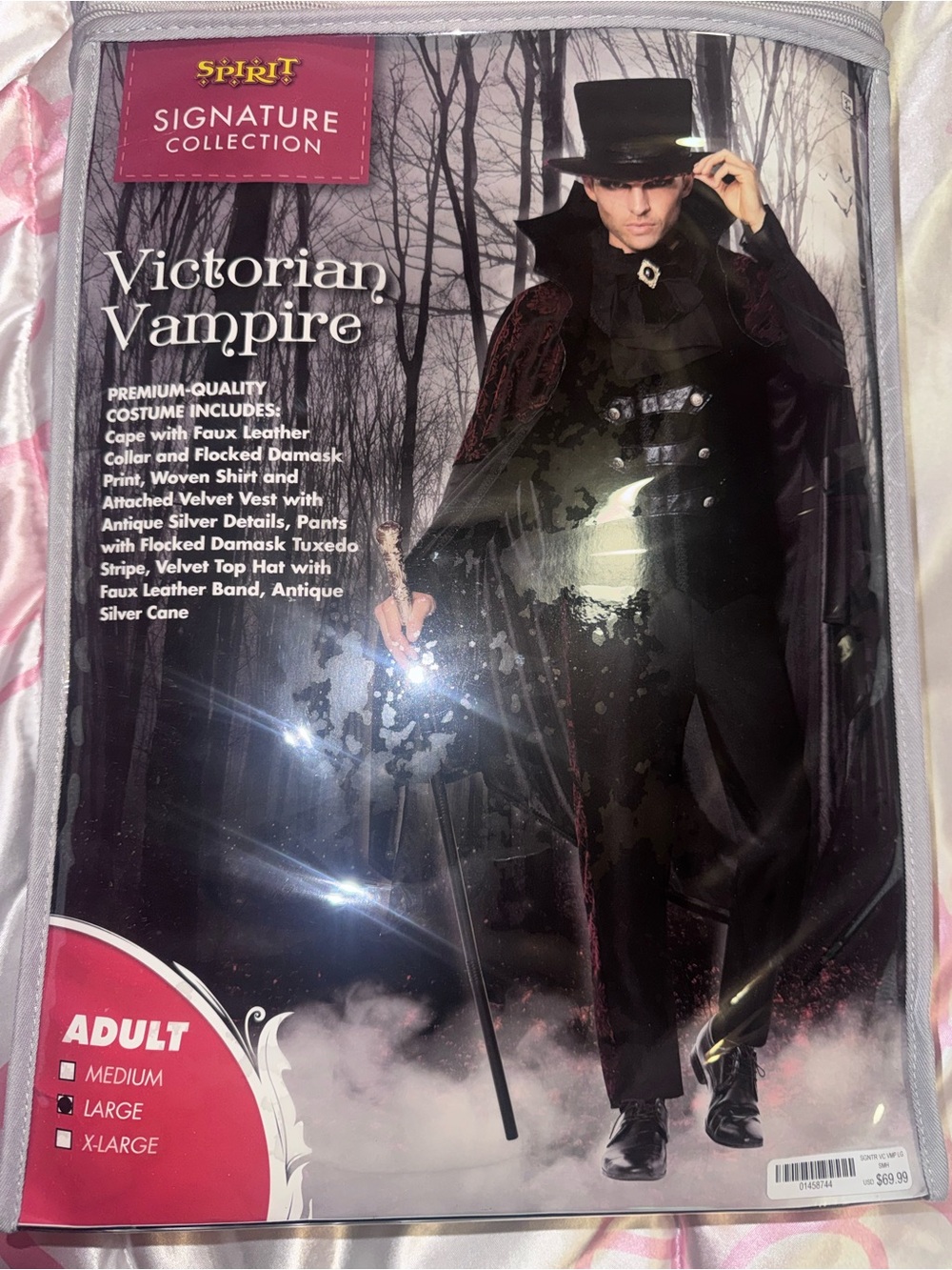 Spirit Victorian Vampire Costume - Black with Silver Accents